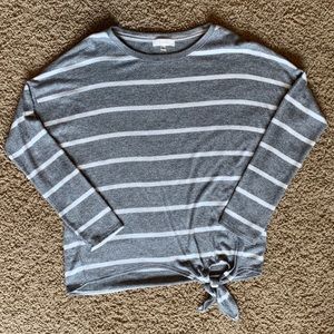 Becaal brand cotton striped top with tie detail